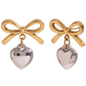 18K Gold Plated Bow/Heart Earring